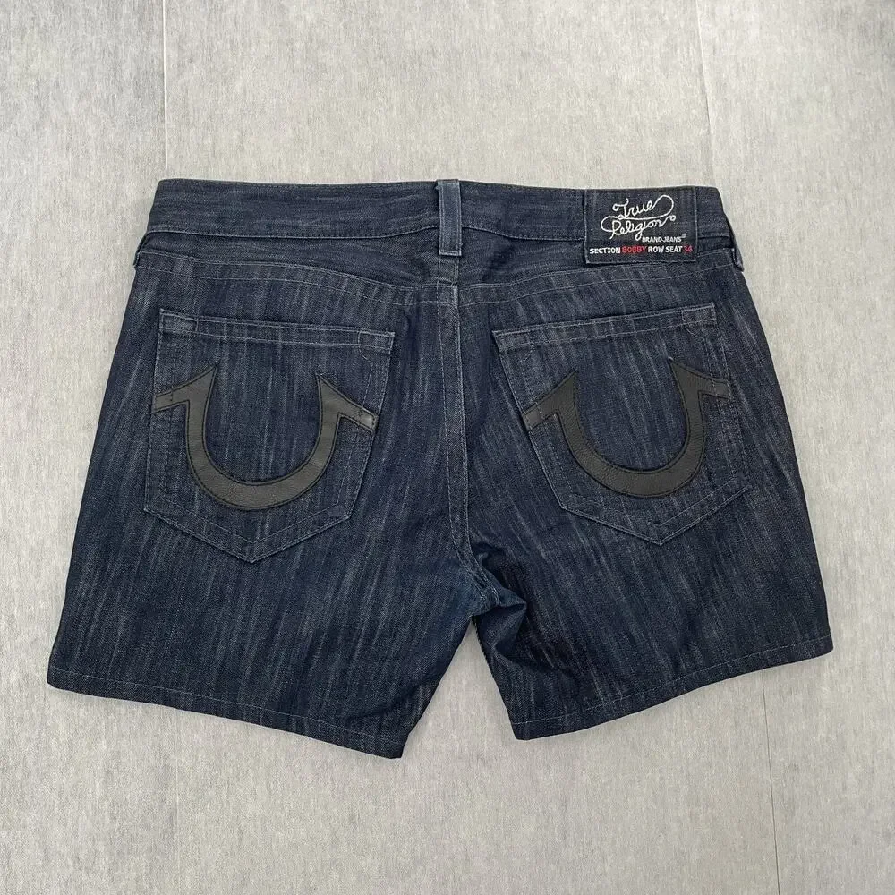 True Religion Shorts Adult 38 Blue Jean Bobby Denim Made In USA Mens